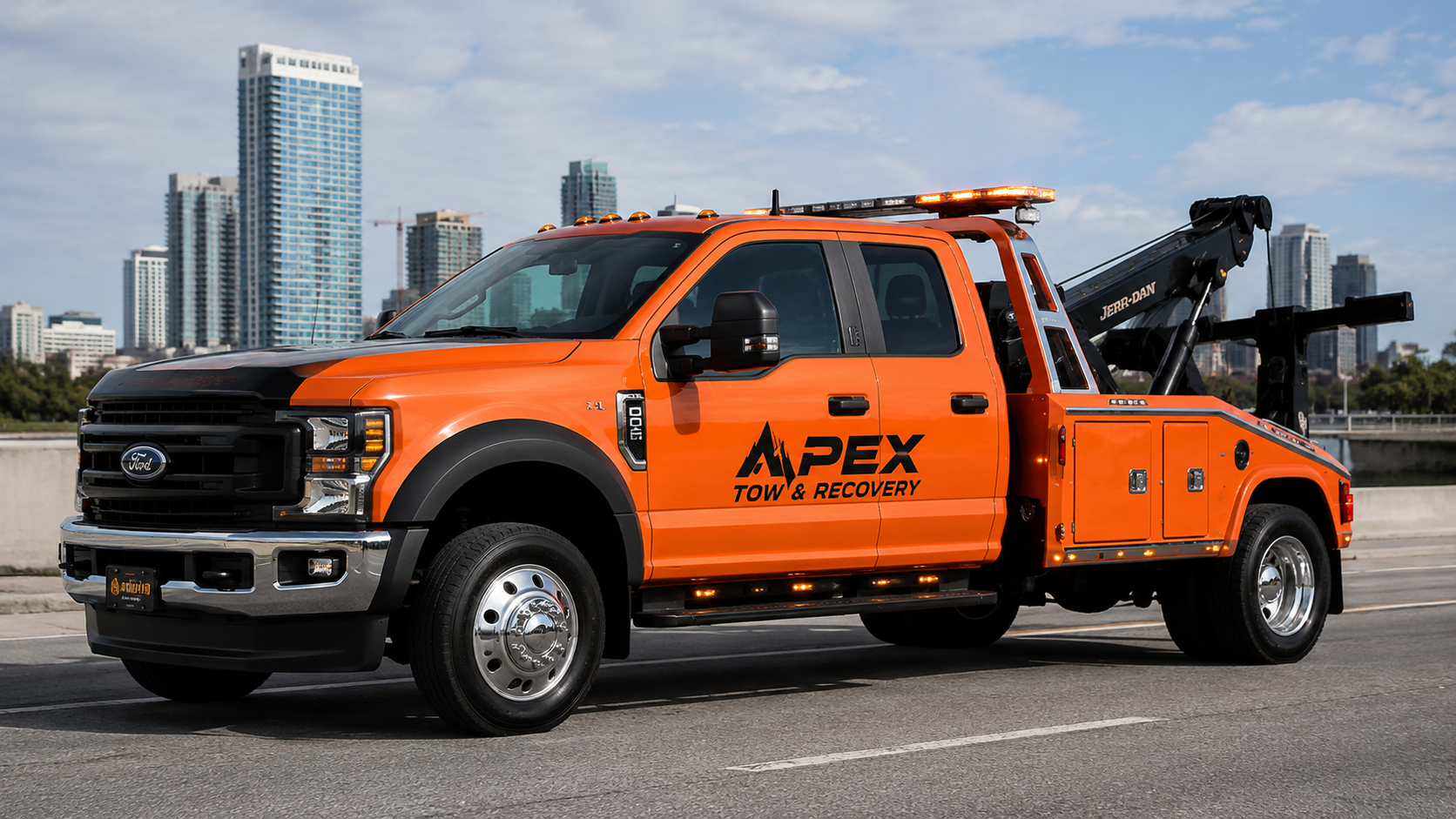 Orange light duty tow truck